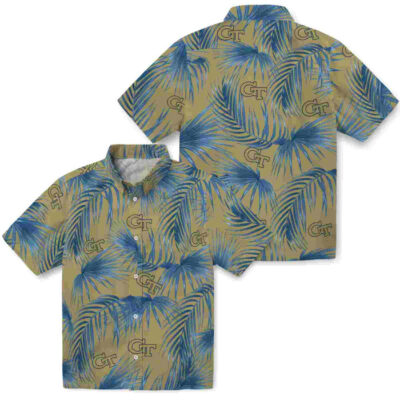Leafy Palms Gold Georgia Tech Yellow Jackets Hawaiian Shirt