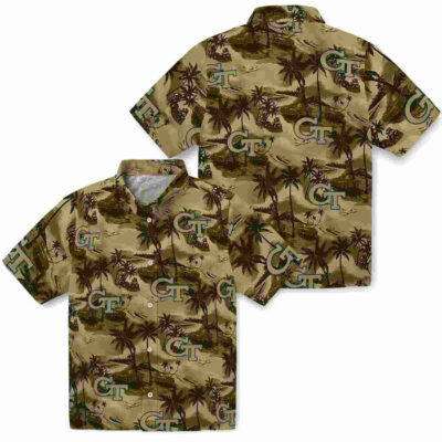 Coastal Palms Gold Georgia Tech Yellow Jackets Hawaiian Shirt