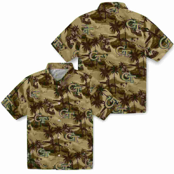 Coastal Palms Gold Georgia Tech Yellow Jackets Hawaiian Shirt