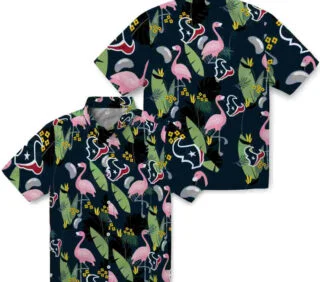 Flamingo Leaves Blue Houston Texans Hawaiian Shirt