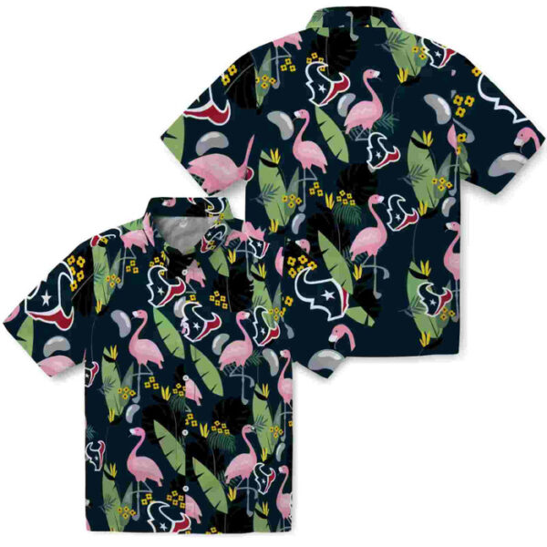 Flamingo Leaves Blue Houston Texans Hawaiian Shirt