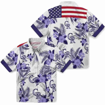 Patriotic Hibiscus Design Blue White Colorado Rockies Hawaiian Shirt