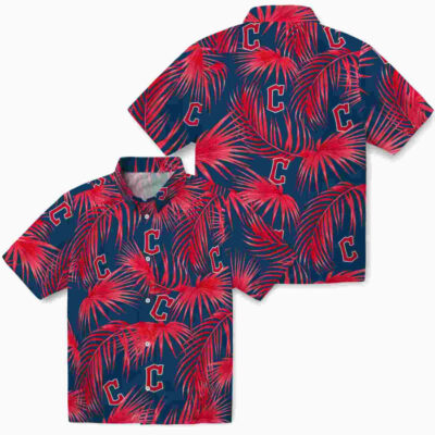 Leafy Palms Navy Blue Cleveland Guardians Hawaiian Shirt