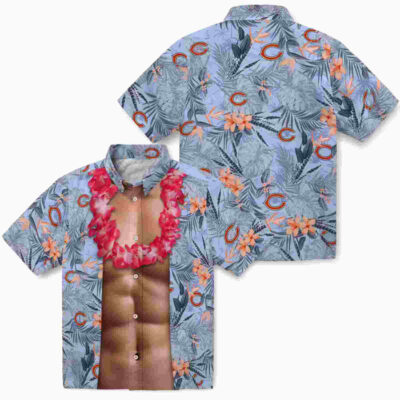 Chest Illusion Blue Chicago Bears Hawaiian Shirt
