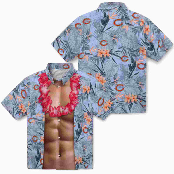 Chest Illusion Blue Chicago Bears Hawaiian Shirt