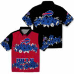 Hibiscus Stripe Blue Black Buffalo Bills Hawaiian Shirt