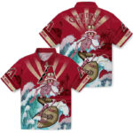 Customized Surfing Skeleton Red Blue Arizona Diamondbacks Hawaiian Shirt