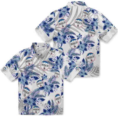 Hibiscus Palm Leaves Blue White Chicago Cubs Hawaiian Shirt