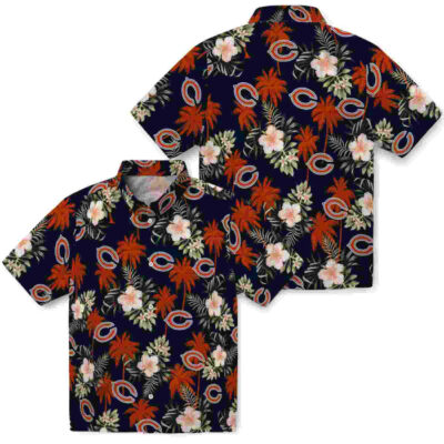 Palm Tree Flower Blue Chicago Bears Hawaiian Shirt