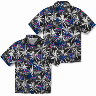Palm Pattern Blue Black Buffalo Bills Hawaiian Shirt