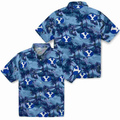 Coastal Palms Blue BYU Cougars Hawaiian Shirt