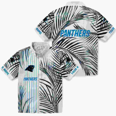 Palm Stripes Blue Black White Carolina Panthers Hawaiian Shirt