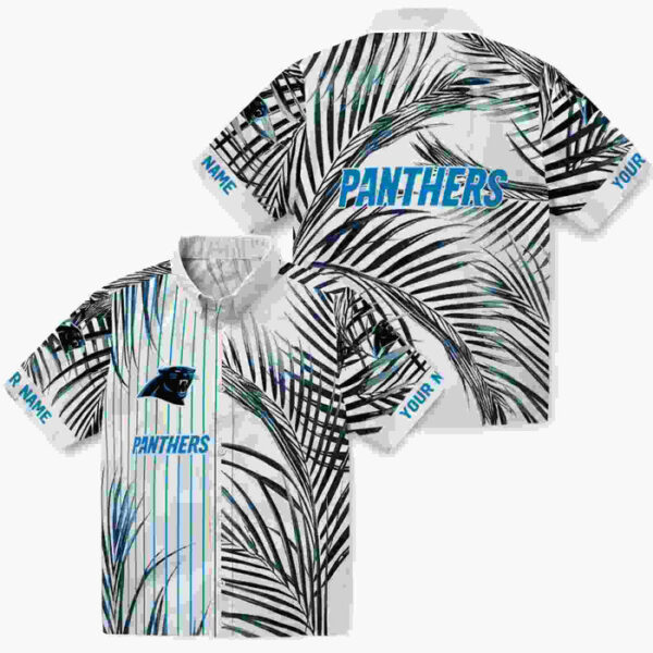 Palm Stripes Blue Black White Carolina Panthers Hawaiian Shirt