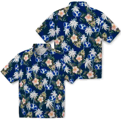 Palm Tree Flower Blue BYU Cougars Hawaiian Shirt
