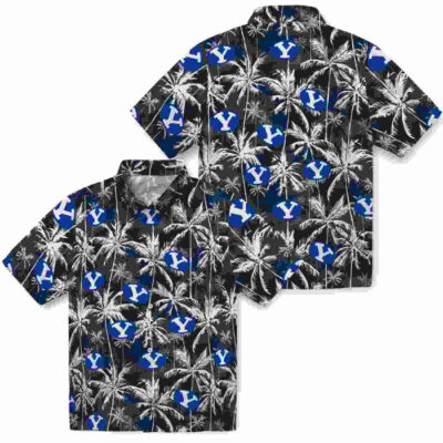 Palm Pattern Blue Black BYU Cougars Hawaiian Shirt