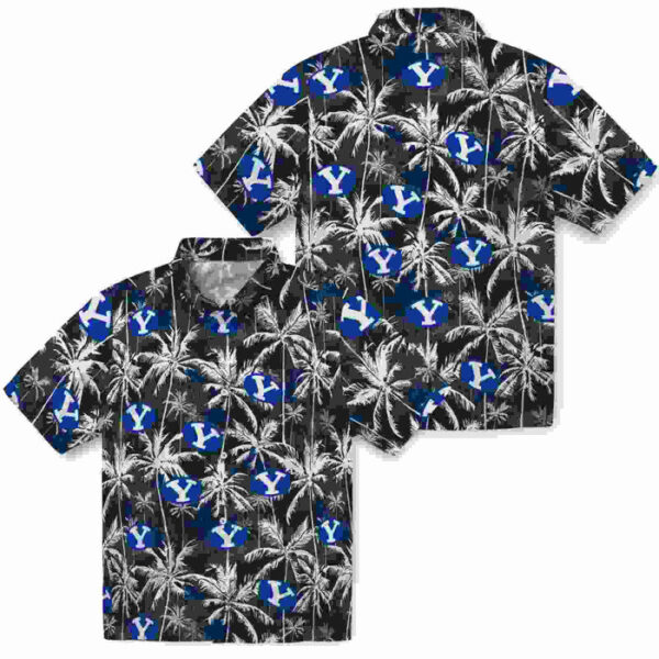 Palm Pattern Blue Black BYU Cougars Hawaiian Shirt