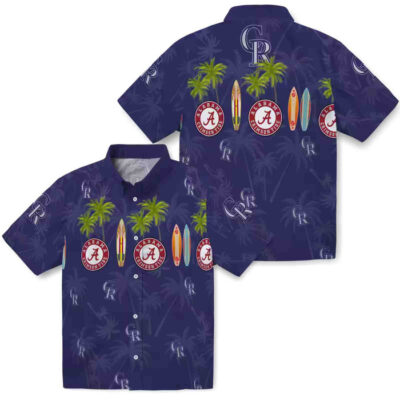 Surfboard Palm Blue Colorado Rockies Hawaiian Shirt