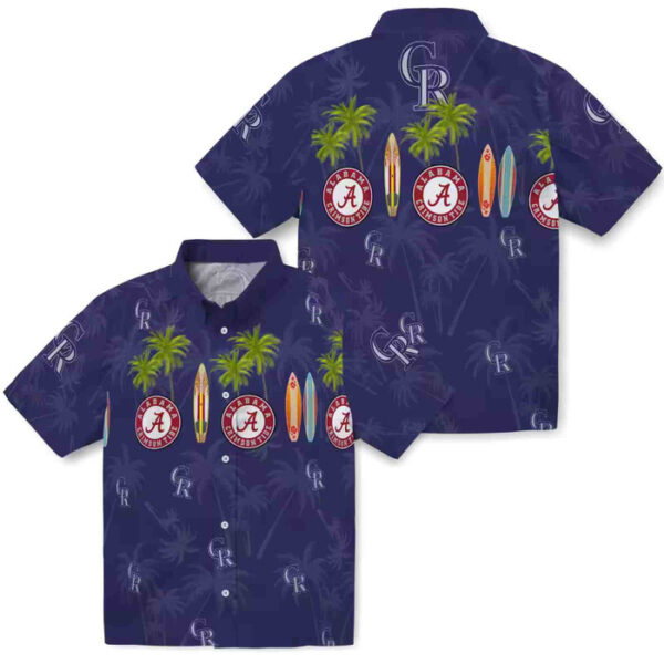 Surfboard Palm Blue Colorado Rockies Hawaiian Shirt