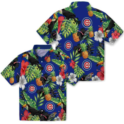 Toucan Hibiscus Pineapple Blue Green Chicago Cubs Hawaiian Shirt