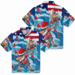 Surfing Santa Blue Boston Red Sox Hawaiian Shirt