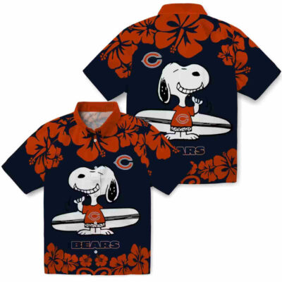 Snoopy Surf Blue White Chicago Bears Hawaiian Shirt