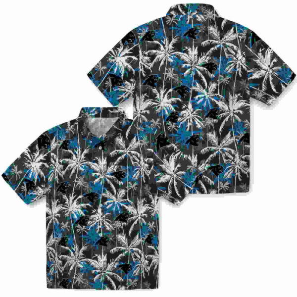 Palm Pattern Blue Black Carolina Panthers Hawaiian Shirt