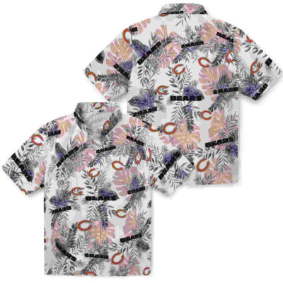 Tropical Leaves Blue White Chicago Bears Hawaiian Shirt