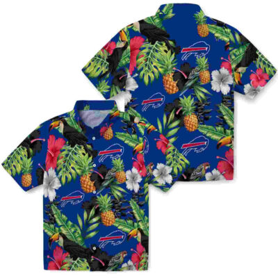Toucan Hibiscus Pineapple Blue Green Buffalo Bills Hawaiian Shirt