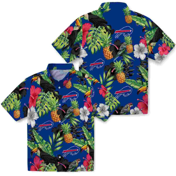 Toucan Hibiscus Pineapple Blue Green Buffalo Bills Hawaiian Shirt