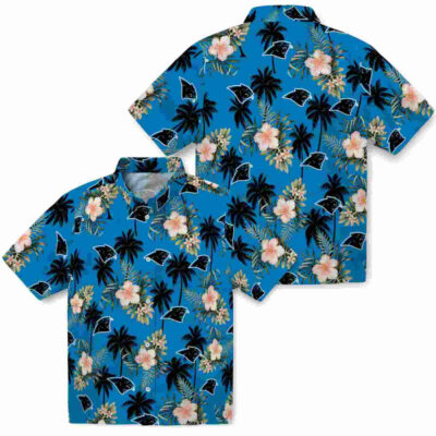 Palm Tree Flower Blue Carolina Panthers Hawaiian Shirt