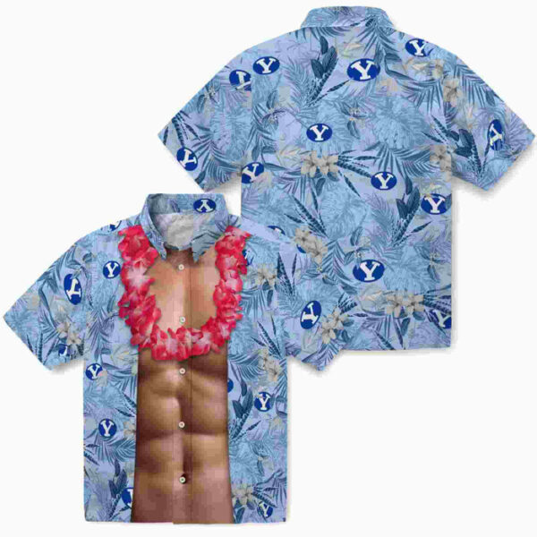 Chest Illusion Blue BYU Cougars Hawaiian Shirt