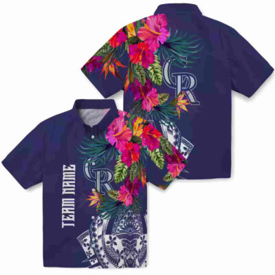 Floral Polynesian Blue Colorado Rockies Hawaiian Shirt