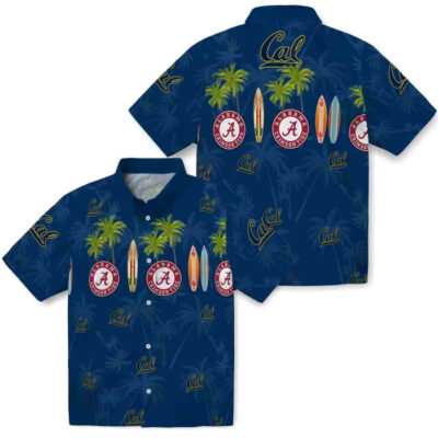 Surfboard Palm Blue California Golden Bears Hawaiian Shirt
