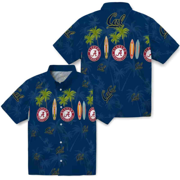 Surfboard Palm Blue California Golden Bears Hawaiian Shirt