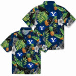 Toucan Hibiscus Pineapple Blue Green BYU Cougars Hawaiian Shirt