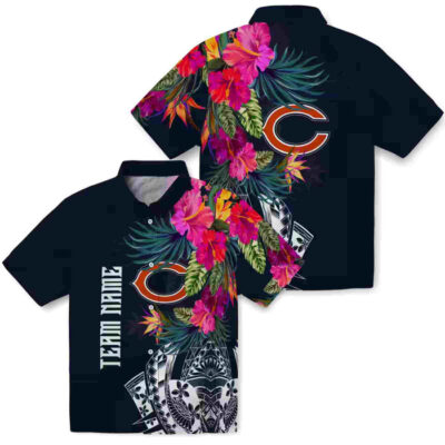 Floral Polynesian Blue Chicago Bears Hawaiian Shirt