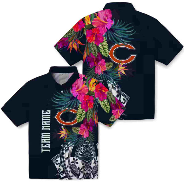 Floral Polynesian Blue Chicago Bears Hawaiian Shirt