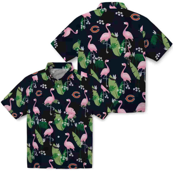 Flamingo Leaf Motif Blue Chicago Bears Hawaiian Shirt