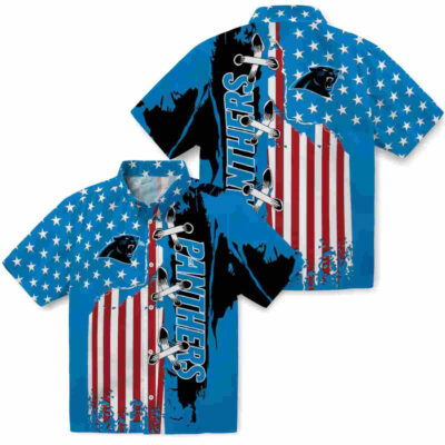Stitched Flag Blue Carolina Panthers Hawaiian Shirt