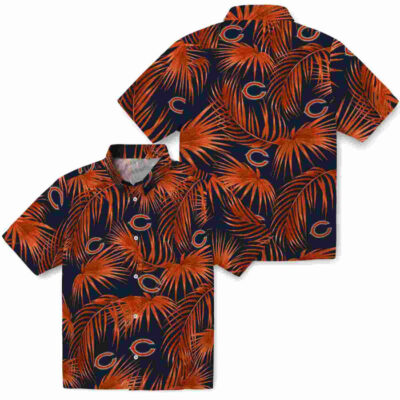Leafy Palms Blue Chicago Bears Hawaiian Shirt