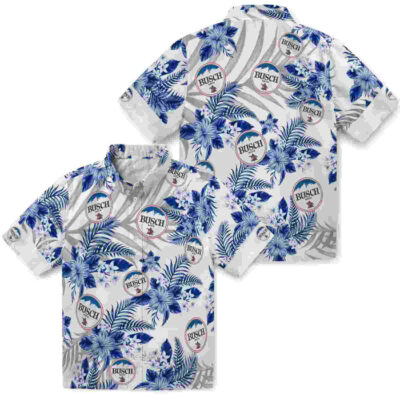 Hibiscus Palm Leaves Blue White Buffalo Bills Hawaiian Shirt