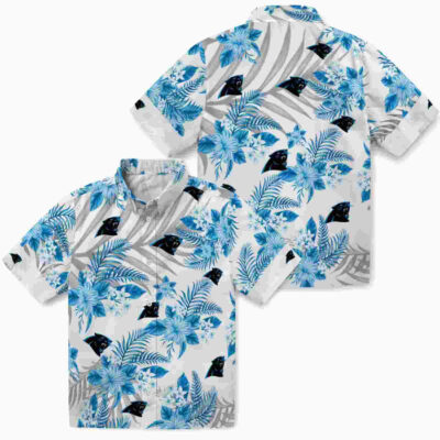 Hibiscus Palm Leaves Blue White Carolina Panthers Hawaiian Shirt