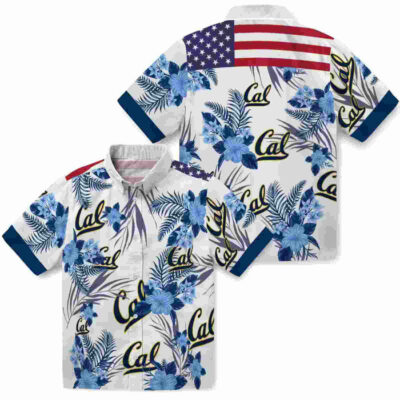 Patriotic Hibiscus Design Blue White California Golden Bears Hawaiian Shirt