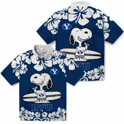 Snoopy Surf Blue White BYU Cougars Hawaiian Shirt