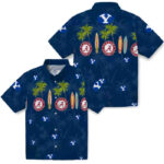 Surfboard Palm Blue BYU Cougars Hawaiian Shirt