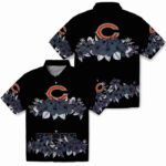 Hibiscus Stripe Blue Black Chicago Bears Hawaiian Shirt