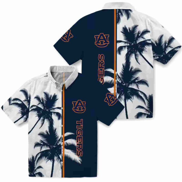 Palm Trees Navy Blue White Auburn Tigers Hawaiian Shirt