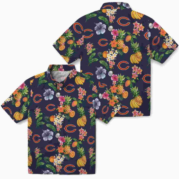 Hibiscus And Fruit Navy Blue Chicago Bears Hawaiian Shirt