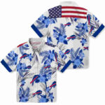 Patriotic Hibiscus Design Blue White Buffalo Bills Hawaiian Shirt