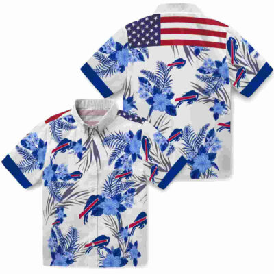 Patriotic Hibiscus Design Blue White Buffalo Bills Hawaiian Shirt
